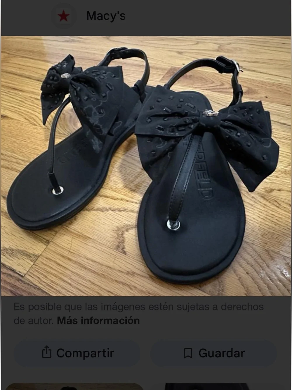 Karl Lagerfeld Black Bow Thong Sandals with Stud Detail